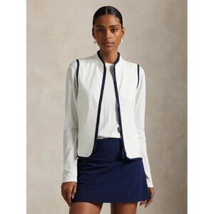 NEW RLX Ralph Lauren Women's MEDIUM French Terry Vest WHITE Full-Zip Stretch